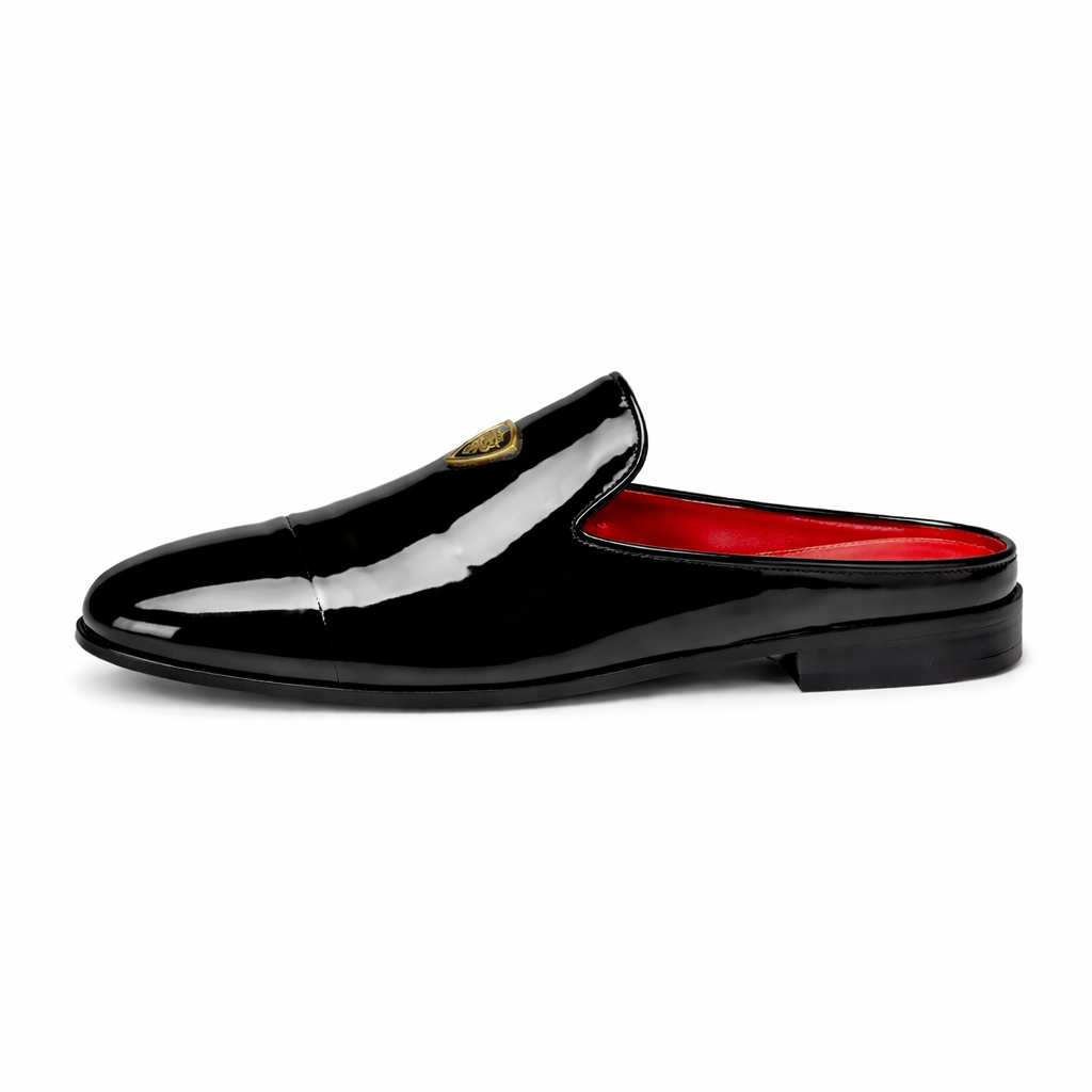 Black Patent Leather Formal Loafers for Men